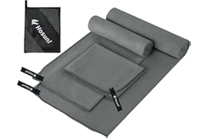 Hosuni Microfibre Towel Set, Soft Lightweight Gym Towel, Super Absorbent & Ultra Compact Travel Towel for Beach Sports Swimming Gym Yoga Camping Hiking (180 x 90cm +140 x 70cm+60 x 30cm)