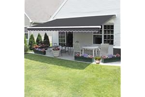 Panana Retractable Manual Awning, Multi Size DIY Folding Awning with Hand Crank Patio Garden Sun Shade Canopy Gazebo, Anti-UV and Waterproof for Courtyard, Balcony, Restaurant (2.5x2m, Grey)