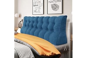 ‎BNCKTRD BNCKTRD Großen Keil Lesekissen Hoher Rückenlehne Lendenkissen Erleben Sie Ultimative Entspannung und Lesevergnügen mit Waschbar Leinen Bezug 200cm Blau