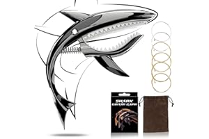 KAKVEIAI kapodaster für gitarre, Hai gitarre kapodaster, Gitarren zubehör capodaster+3Stk Plektron Gitarre+Premium Stahlsaiten im 6-Saiten-Set, für alle 6-Saitige Gitarren Akustikgitarre, Legierungsmaterial