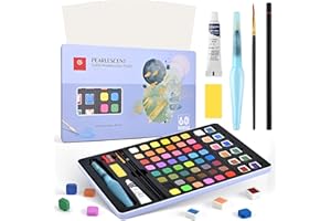 Cugybue Set di Pittura ad Acquerello, 60 Colori in Scatole Portatili Set di Acquerelli da Viaggio con Materiali Artistici Set di Pittura per Pittura per Bambini, Principianti e Professionali,Blu