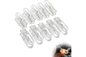 Wcawnlt 10 Piezas Bombilla LED T5 12V W1.2W, Luz Blanca para Tablero de Instrumentos de Auto, Panel de Control Interior, Techo e Iluminación Interior en Automóviles, Camiones, Motocicletas ﻿
