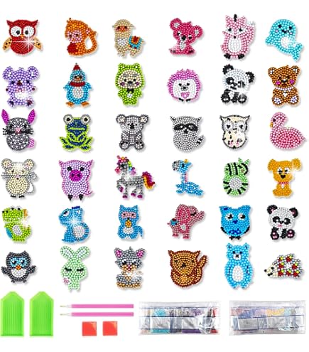 18-teiliges Diamant-Malerei Aufkleber Set – Niedliche Tiermotive Für Kinder & Anfänger