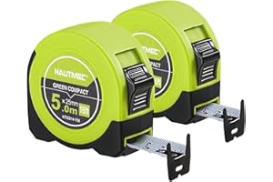 HAUTMEC Tape Measure 5m/16ft with Dual Scale Metric and Imperial 1/8 Fractions Measuring Tape Compact Economical for Home DIY Renovations Crafting Quick Fixes HT0314-2PC