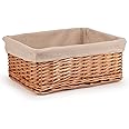 Woodluv Willow Wicker Storage Basket for Shelves, Gift Hamper Basket, Multi-purpose Decorative Organiser Baskets, Large - Natural
