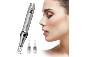 ‎INCELLICE Microneedling Pen, Derma-pen für Haar- und Bartwachstum, Professioneller Einstellbare Microneedle Pen für Gesicht, Kopfhaut und Körper, Microneedling-Stift zur Hautpflege für Männer und Frauen - Grau