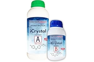 FANTASY CRAFT 1,5 Kg I-CRYSTAL RESINA EPOXI Para Manualidades y arte, encapsulados, mejor calidad/precio, resina de curado mas rápido que las standards (1500gr)