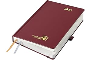 POPRUN Agenda 2026 Giornaliera, Copertina Rigida, 21,5 x 14,5 cm, 1 Giorno 1 Pagina con Intervallo Orario e Angoli a Strappo, Carta Spessa da 80 GSM, Borgogna Scuro