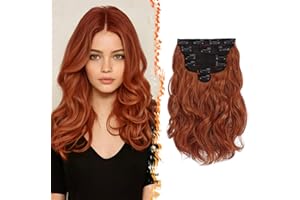 ‎BARSDAR BARSDAR Clip in Extensions Rot, 30cm Kurzes Wellige Clip in Haarverlängerungen Kupfe Für Frauen 6PCs Voller Kopf Dickes Synthetisches Haarextension Haarteile - Kupfe Rot