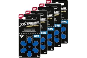 XX-Treme Longlife Extra Hörgerätebatterien Typ 675-30 Stück Hörgeräte Batterien konzipiert für höchste Leistung - Pack mit 5 Blistern à 6 Hörgerätebatterien – PR44 Farbcode blau 1,45 Volt