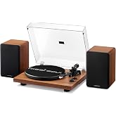 Qlearsoul SoulBox S1 Vinyl Record Player with Speakers, Bluetooth | 10" S-arm, AT-3600L capsule, integrated phono preamp, 1.2