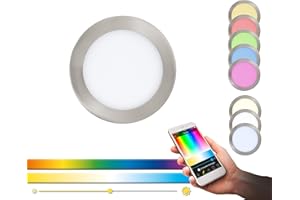 EGLO connect LED lampe à encastrer Fueva-C, Smart Home lampe à encastrer, matériel : métal moulé, plastique, couleur : nickel mat, Ø : 17 cm, dimmable, tons blancs et couleurs réglables