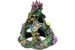 SLOCME Decoración de arrecife de coral para acuario, adorno de cueva de montaña de roca de coral, para peces betta, descanso para esconderse y jugar