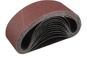 STEBRUAM Bandas de Lija 75x 533 mm,12piezas 80 grano Para Lijadora de Banda
