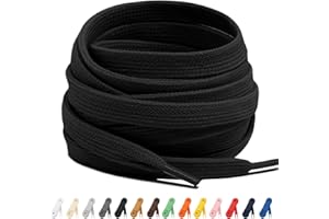 Laceter Lacets Plats Premium 100% Coton - Lacets Chaussures - Lacets de Baskets pour Converse, Nike, Adidas, Vans - Lacets Blancs ou Couleur - Largeur 8 mm