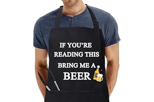 umboom Originales Delantal de Cocina para Hombres y Mujeres, Personalizado Regalo para Papá, Novio, Esposo, Hijo, Madre (IF YOU'RE READING THIS, BRING ME A BEER - Negros)