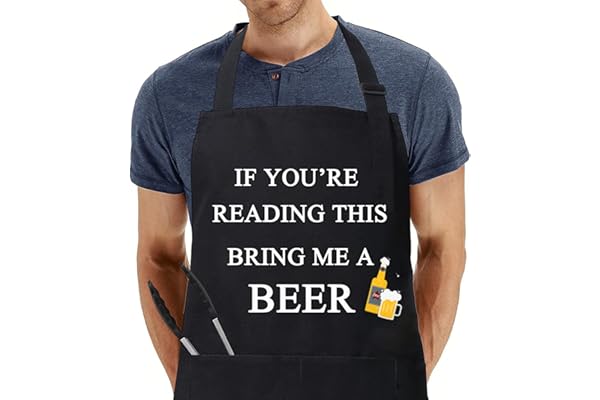 umboom Originales Delantal de Cocina para Hombres y Mujeres, Personalizado Regalo para Papá, Novio, Esposo, Hijo, Madre (IF YOU'RE READING THIS, BRING ME A BEER - Negros)