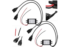WEEWOODAY 2 Pièces Convertisseur DC 12V à 5V 3A 15W Module Convertisseur DC Buck DC à DC Régulateur de Tension Réduite Régulateur Convertisseur de Puissance de Voiture (Double Interface USB)