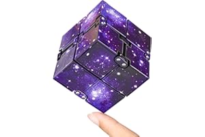 KEEYMENT Infinity Cube Fidget Toy Stress Relief for Adults and Kids , Fidget Toy Cute Puzzle Flip Cube for Anxiety Relief and Killing Time… (Galaxy Purple)