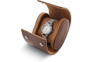 WisePoint Watch Box, PU Leather Watch Case Single Watch Display Case for Men and Women, Portable Watch Display Storage Box Watch Display Box, Watch Roll Travel Case with Detachable Pillow (brown)