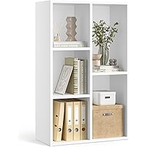 Étagère Bibliothèque Blanche 7 Cases - MDF, Design California, Avec Fixation Murale Anti-basculement