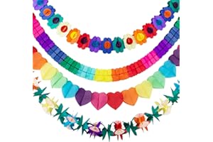 BOFUNX 4 Stück Bunt Girlanden Papier Blumengirlanden Deko Herz Vierblättriges Blume Papiergirlande Partygirlanden für Hochzeit Geburtstag Karneval Party Dekoration
