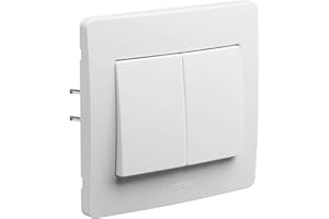 DEBFLEX Interrupteur va et vient - Interrupteur encastrable - Interrupteur mural - Interrupteur prise murale - Appareillage Encastre - Gamme Diam2 Double Va et Vient Blanc