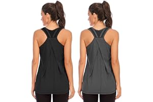 Nekosi Women's Workout Gym Tank Tops Yoga Sports Vest Loose Fit Sleeveless Mesh Backless Running Activewear