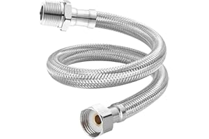 Qrity 1 Stück Flexible Wasserhahn Anschlüsse, G1/2 Zoll Innengewinde x G1/2 Zoll Außengewinde Edelstahl Geflochten Schlauch, 20 cm