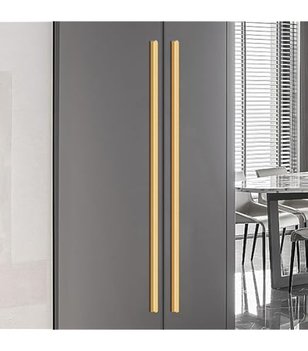 Maniglie Per Mobili Moderne In Oro Anodizzato - Lunghezza Da 80 A 1000 Mm, In Alluminio Solido