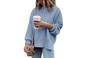 Cicy Bell Damski sweter z długim rękawem, prążkowany, z rozcięciem bocznym, sweter dla kobiet