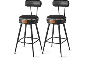 VASAGLE EKHO Collection - Barpall, set om 2, köksstol, vadderad sits, PU med sömmar, modern stil från mitten av århundradet