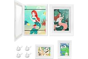 Gemtte Bilderrahmen Kinderzeichnungen A4, 2 Stück Befüllba Kunstfotorahmen Kinder, Holz Aufklappbar Kunst Rahmen Ideal für Kunstprojekte, Schule, Zuhause (Weiß)