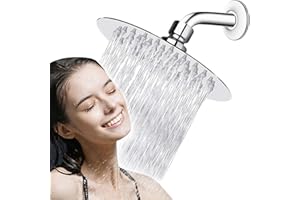 Vipuikos Shower Head Rain Shower 6 Inches, 304 Stainless Steel Shower Head Rain Shower, 360° Adjustable Rain Shower Head with Polished Mirror Effect, 1/2 Inch Round Rain Shower Head for Bathroom