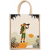 Sangra Multicolor Jute bag for Women and Men Lunch Bag with Zip and Handle