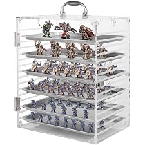 Famard Estuche de transporte en miniatura para almacenamiento de miniaturas coleccionables, vitrina de figuras de acción de acrílico transparente con puerta protectora compatible con Warhammer 40k Famard Estuche de transporte en miniatura para almacenamiento de miniaturas coleccionables, vitrina de figuras de acción de acrílico transparente con puerta protectora compatible con Warhammer 40k
