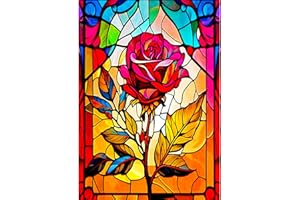 AIRDEA 5D Rose Stained Glass Diamond Paint Kits, Full Drill Crystal Rhinestone Diamond Embroidery Art Pictures, DIY Arts Craft Supply for Adults Beginners Home Wall Decor 12x16inch