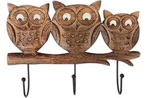 Ajuny Piękny drewniany wiszący na ścianie brelok hak uchwyt sowa motywy dekoracyjny wieszak dekoracja domu prezenty