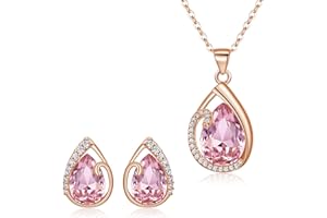 Clearine Matrimonio Sposa Goccia Collana Orecchini Set Cristalli austriaci CZ Dainty pendente Set di gioielli per Donne