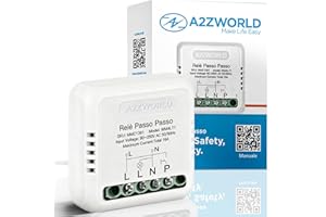 A2ZWORLD Relè Passo Passo Elettronico Silenzioso 230V 16A, Step Impulse Relay Con Memoria per Illuminazione, Scatolato Compatto 40x40x18mm, IP20, 1 Contatto NO, Montaggio da Incasso e Barra DIN