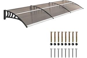 Outsunny Marquesina Exterior para Puertas y Ventanas 303x96x27 cm Tejadillo de Protección contra Sol y Lluvia con Soporte de Aleación de Aluminio PP Policarbonato Marrón