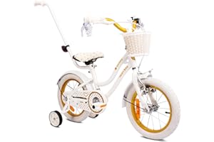 sun baby Heart Bike Vélo pour Une Fille 12 14 16 Pouces, Vélo Enfant 2-6 Ans, avec Barre de poussée, Panier, Sonnette