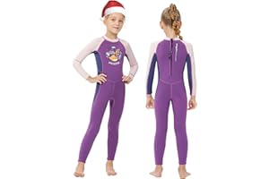LANSRU Muta per bambini per ragazzi e ragazze 2,5 mm in neoprene Costume intero a maniche lunghe per tutto il corpo, protezione UV Tenere al caldo per immersioni subacquee Snorkeling Nuoto Pesca