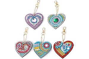 NACTECH 5 Pezzi Fai da Te Pittura Diamanti Portachiavi 5D DIY Diamond Painting Kit Portachiavi con Pittura Diamantata per Art Craft Borsa Decor Cinghie Telefoniche