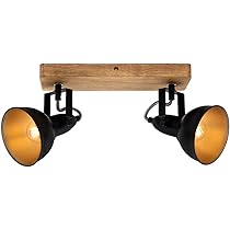 Lampada Da Parete Briloner: Faretto Retrò Orientabile In Metallo E Legno - Grigio Piombo - Foto 8