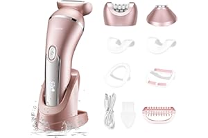 Hatteker Rasoio Elettrico 3-in-1 Adatto per Faccia Braccia Mente Gambe Armpits Portatile Senza Fili Bikini Elettrico IPX7 Ricarica USB Dry e Wet Dual-Use