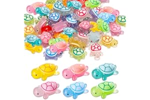 Zamety 60 Pezzi Tartarughe Mini Resina, Tartarughe Luminose Figurine, Mini Tartarughe Luminose in Resina, Carino Piccoli Animali in Resina, per Giardino, Micro Paesaggio Marino, 6 Colori