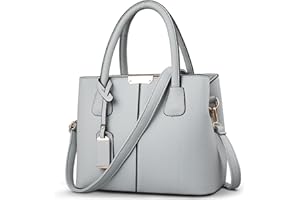 FOLOVEYA Fashion Women Handbags Elegant Designer Ladies Top Handle Bag Satchel Shoulder Bags Crossbody Bag PU Leather Female Tote Bag for Work Travel Dating Shopping Gray A