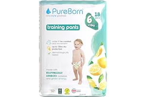 ‎PUREBORN PureBorn Baby Premium Windeln Pants, Höschenwindeln, Größe 6 (15+ kg), 18 Stück, Optimaler Schutz für Tag und Nacht, Dermatologisch getestet, Ultraweich, Hautfreundlich