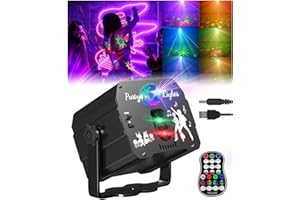 BONLUX DJ Disco Party Lights, Sound Activated Stage Effect Strobe Light for Kids Home Birthday Wedding Karaoke KTV Parties Indoor Projector, 90 Patterns with Control